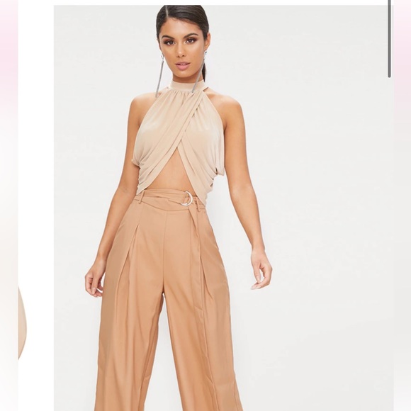 PrettyLittleThing Tops - Champagne Neck Wrap Crop Top